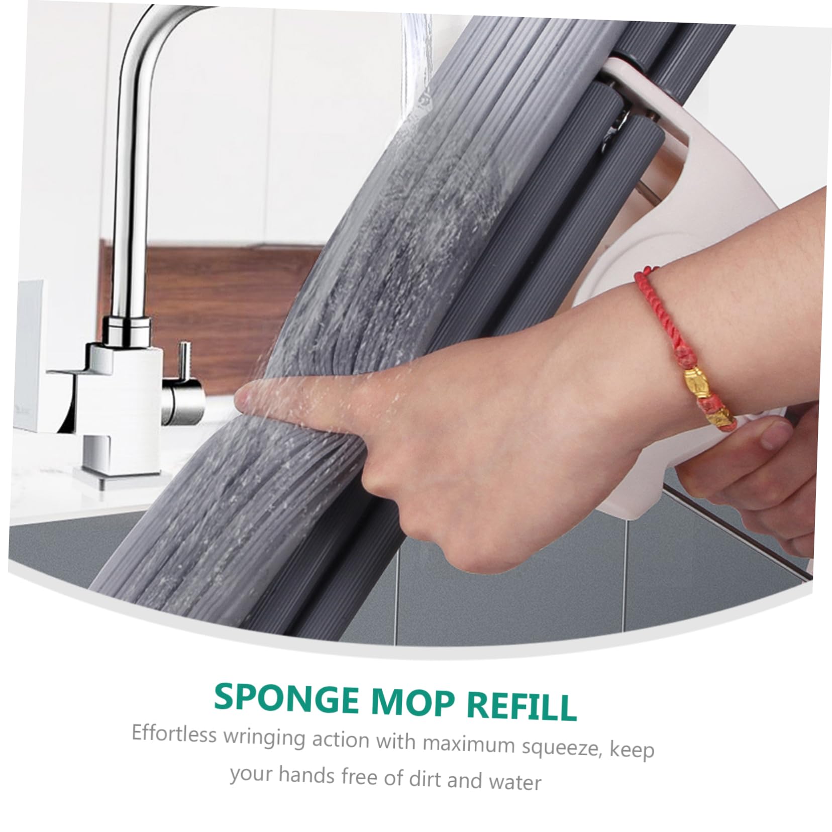 ERINGOGO 2Pcs Sponge Mop Heads Replacement for Efficient Cleaning Grey Household Mop Substitutions for Tile Marble and Floors for Home and Commercial Use