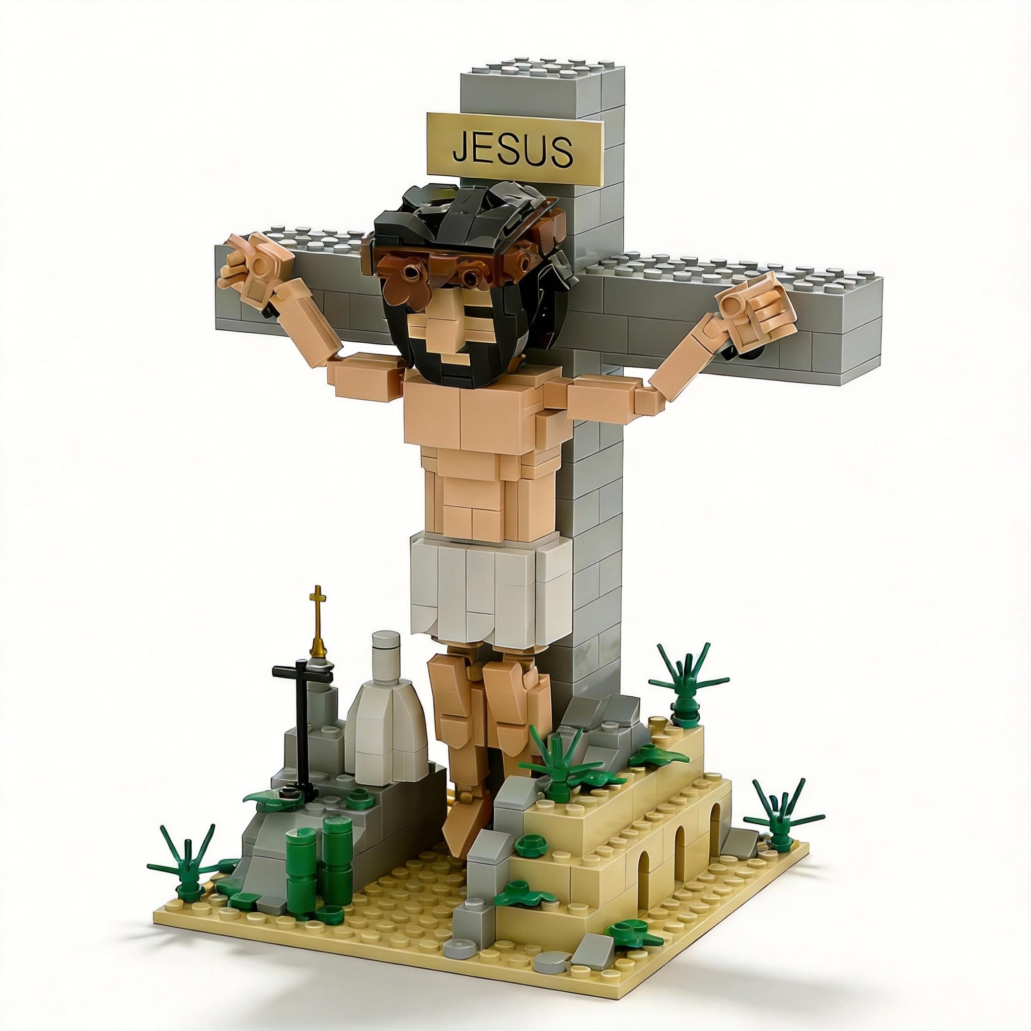 Jesus Crucifix Building Block Set for Adults, Christian Building Kit with Cross Scene, Re…