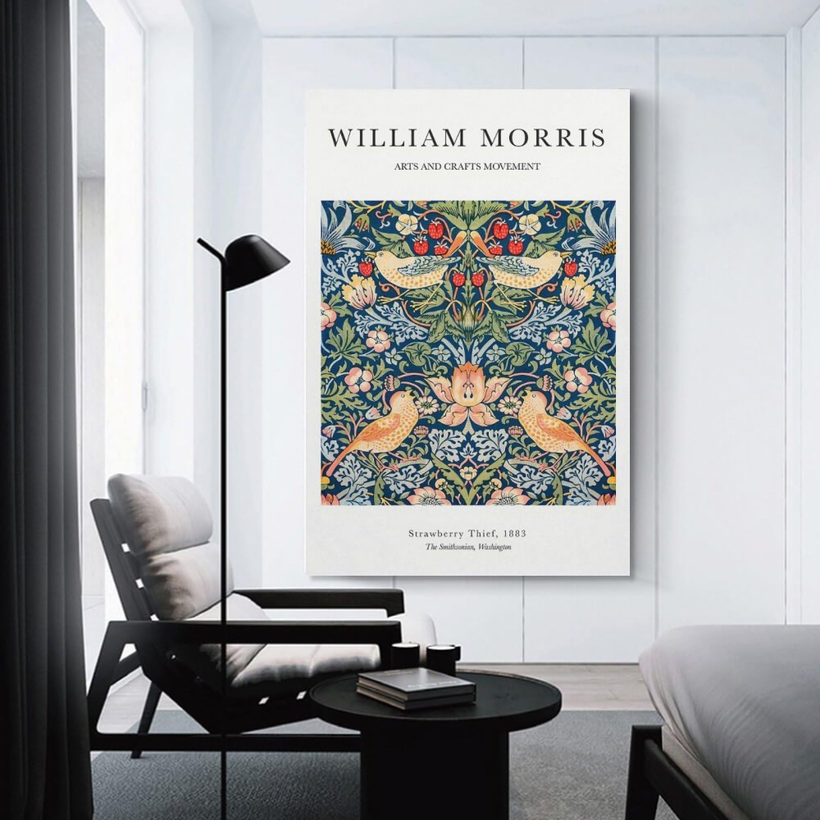 Junmoney Canvas Wall Picture William Morris Strawberry, 16x24inch(40x60cm), for Office, Study Or Home Workspace, Canvas Wall Decor for Creative Rooms