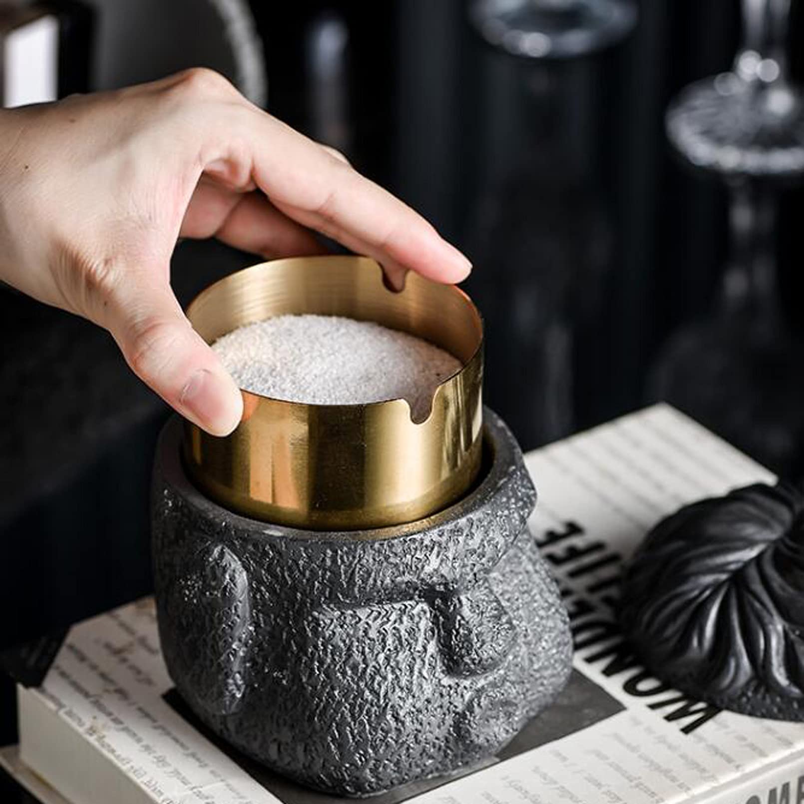 Bambelaa! Pattumiera da tavolo, da cucina, in acciaio inox, coperchio