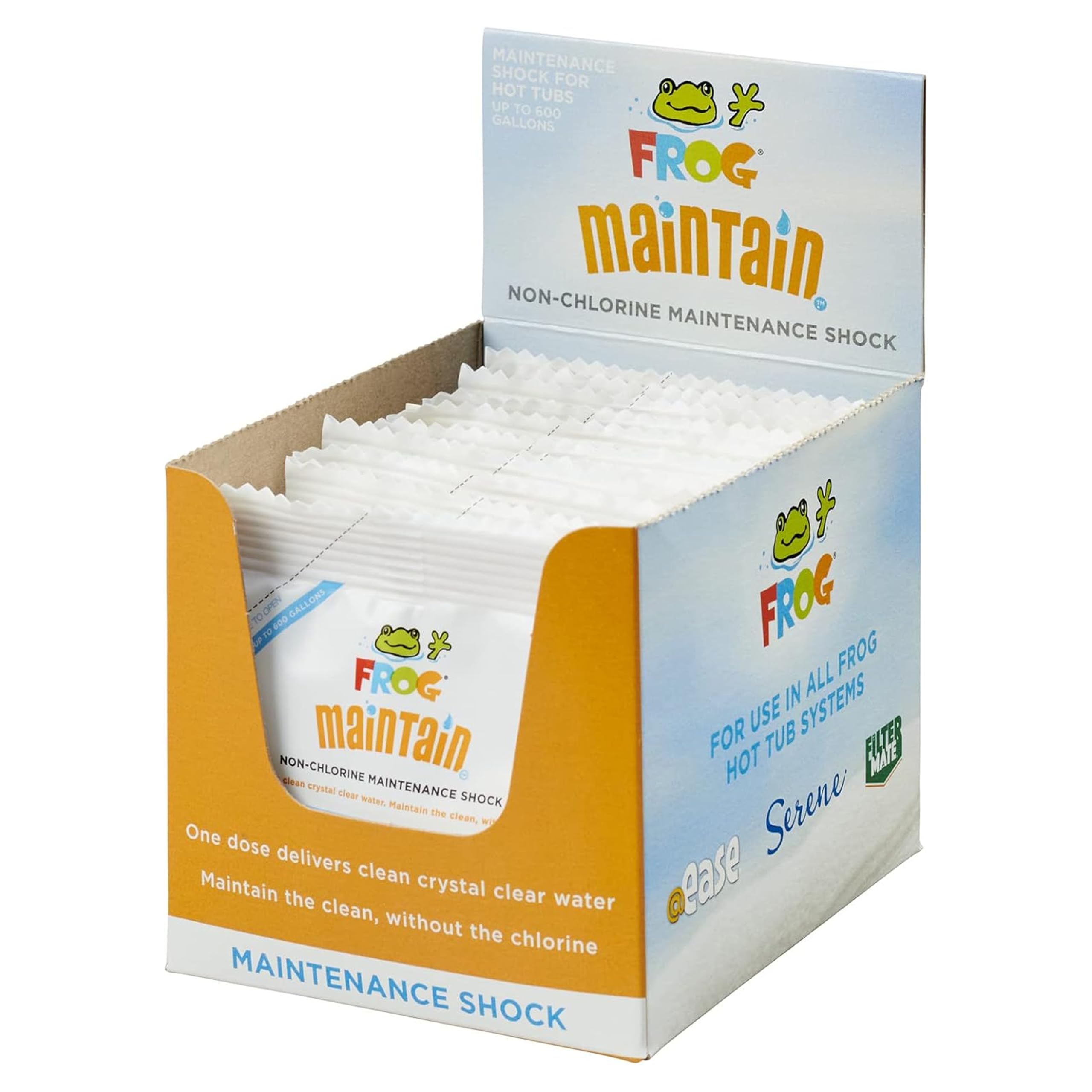 FROG Maintain for Hot Tubs - Non-Chlorine Shock for use with All Hot Tub FROG Sanitizing Systems - Single Dose Packets for Easy Hot Tub Maintenance & Treatment - 12 Pack