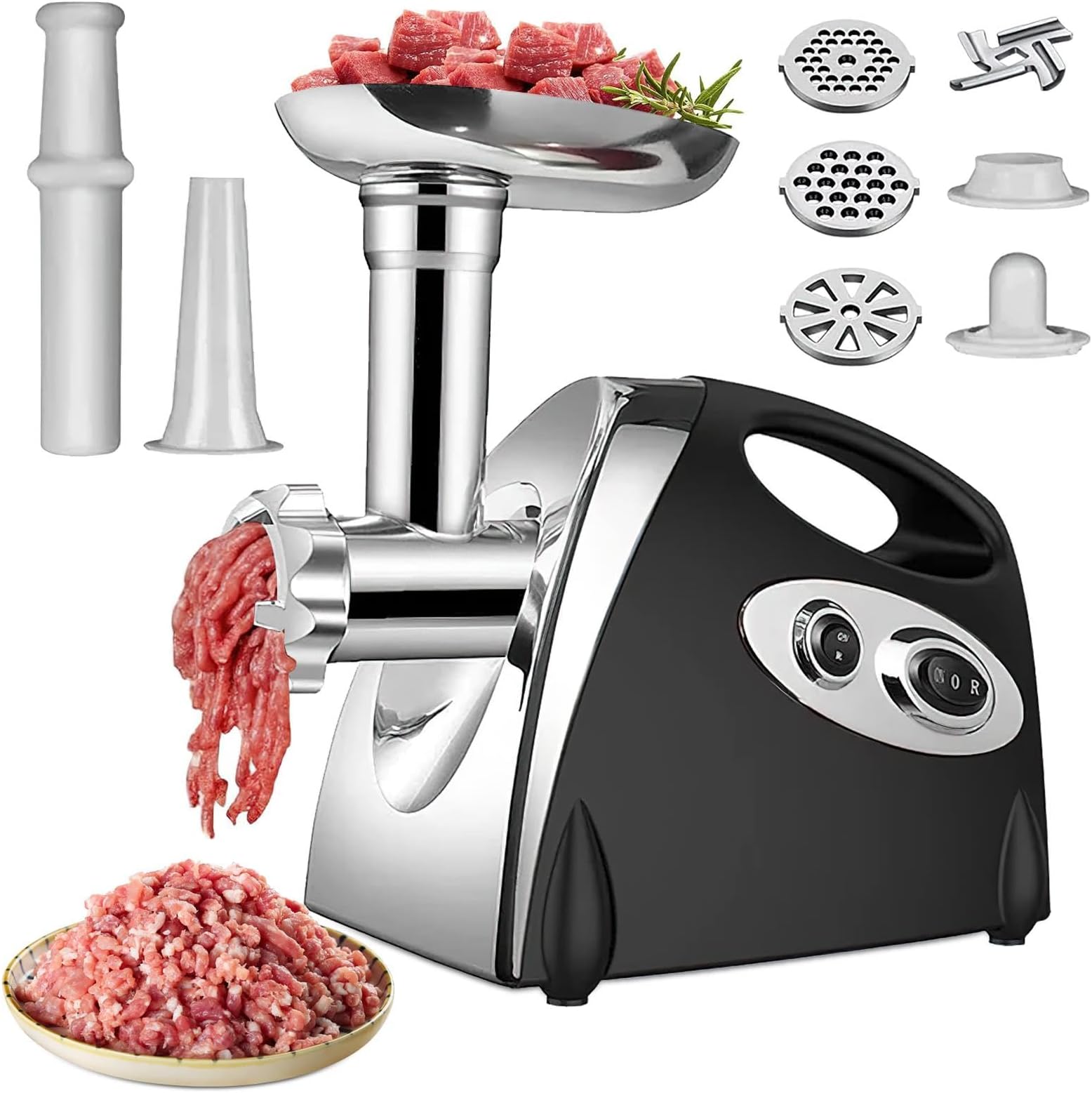 Hachoir à Viande KitchenAid FOHERE - Accessoire Robot Pâtissier 4 Plaques 2 Embouts Saucisses Acier Inoxydable