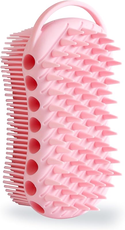 Escova de banho e corpo MtBoi de silicone dupla face, rosa