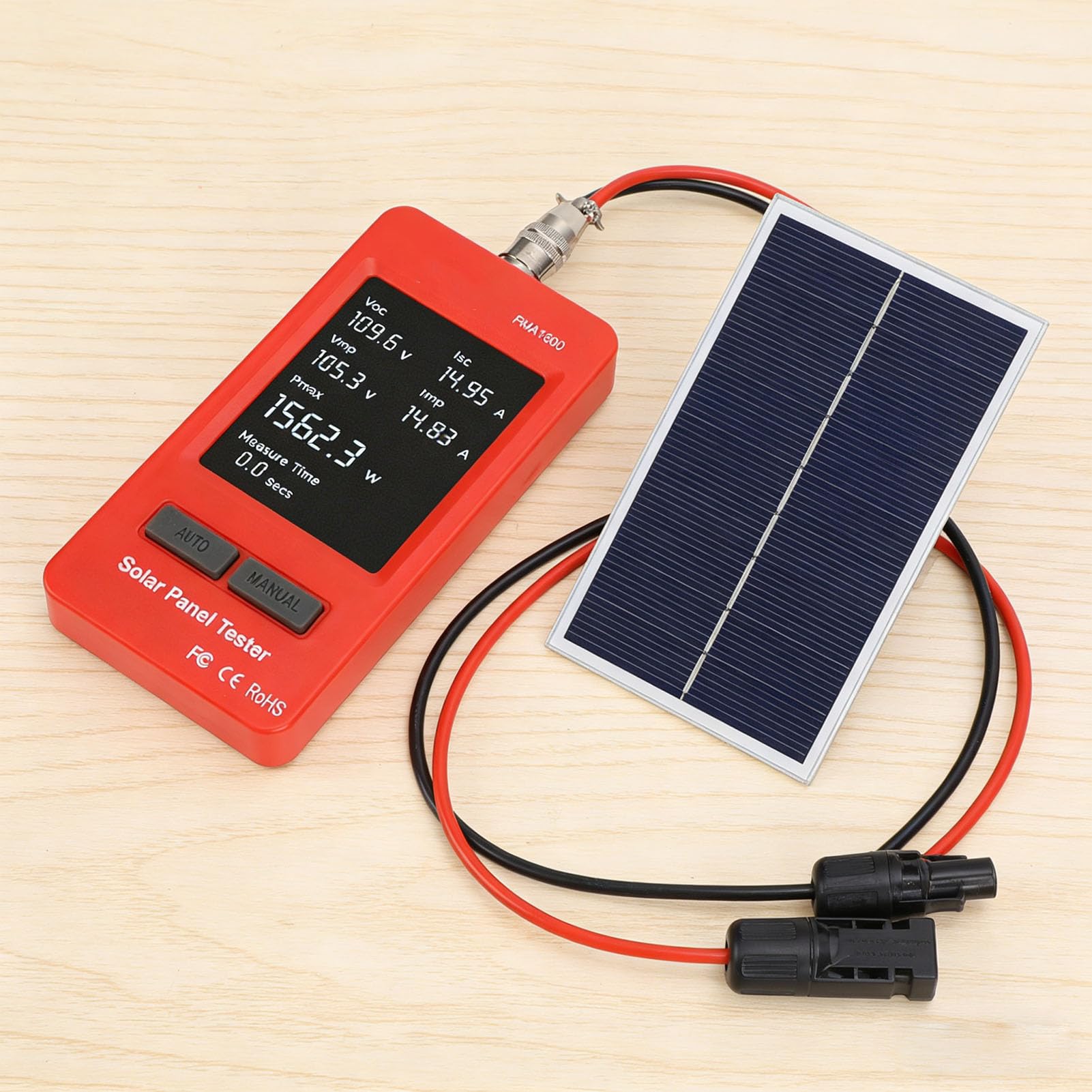 Tester per Pannelli Solari, Misuratore MPPT 1800W Potenza Massima 60A Corrente per Modulo Fotovoltaico con Display LCD, Protezioni da Sovratensione e Surriscaldamento,