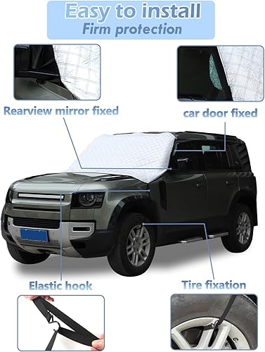 Miniatura 5 de Cubierta de parabrisas compatible con Land Rover Defender 90 110 130 2020-2023 2024, para hielo y nieve, hielo, protección UV y escarcha, protector