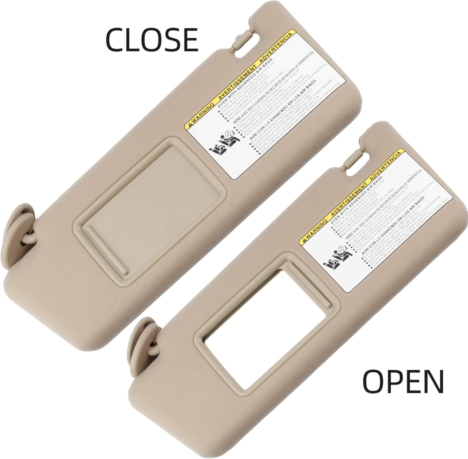 Dasbecan Left Driver & Right Passenger Side Sun Visor Compatible with Toyota Tacoma 2005-2012 2013 2014 2015 (Beige)