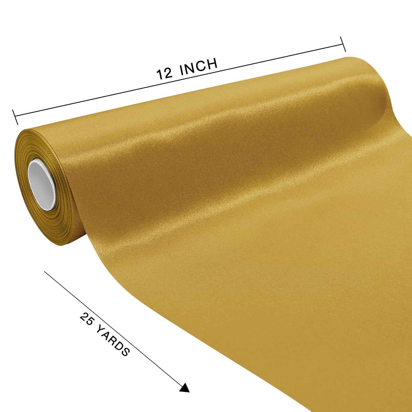 Ruban large en tissu satiné doré vieilli pour cérémonie de découpe - 30,5 cm x 22,9 m - Pour décoration de fête d'anniversaire de mariage - Nœud de chaise