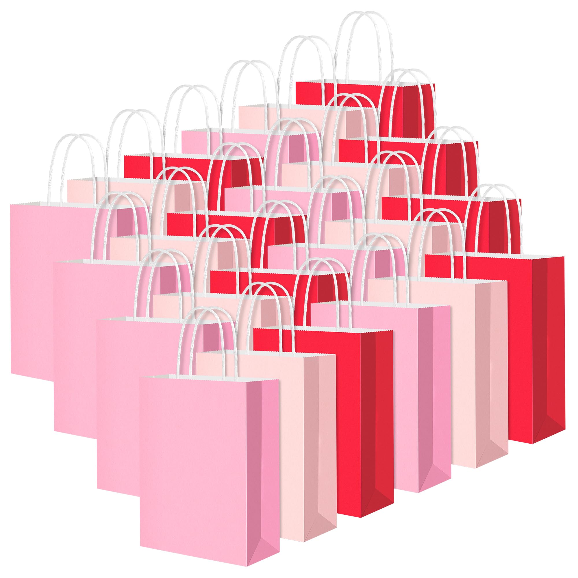 Vivantia Party Paper Gift Bags with Handles 24 Pcs Rose Red Pink Light Pink