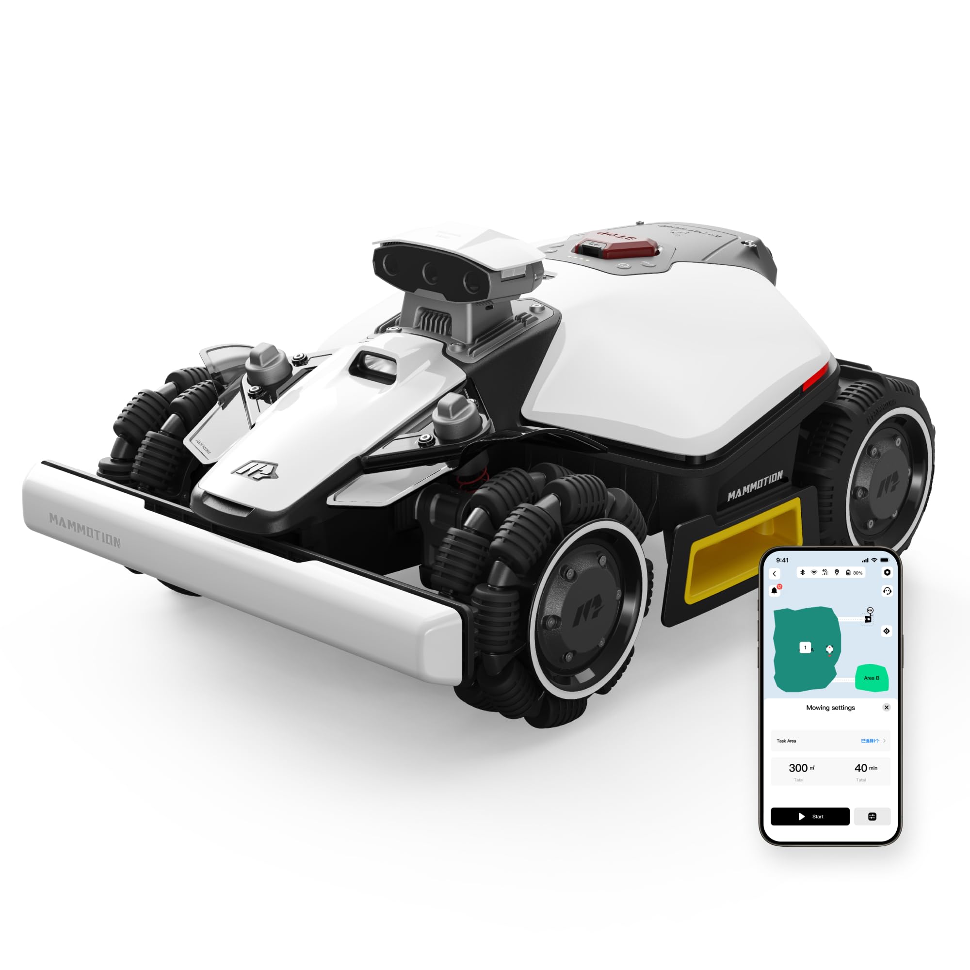 MAMMOTION LUBA Mini 2 AWD 1000 Robot Cortacésped sin Cable Perimetral, Visión AI Tri-Camera y Posicionamiento NetRTK, DropMow, Pendiente 80%, Mapeo Automático, para 1000㎡