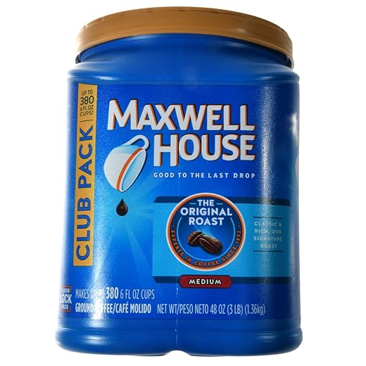 MAXWELL HOUSE The Original Roast Ground Coffee, Medium Classic and Rich Our Signature Club Pack, up to 380, 48 Oz