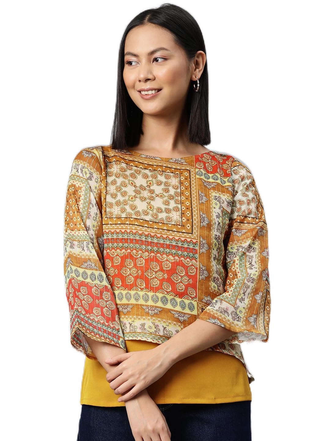 cottinfab Women Layered Brown Georgette Top-picture-42