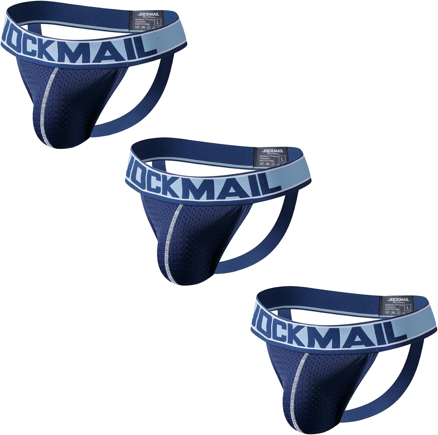 JOCKMAIL 3 Pack Men’s Jockstrap Underwear Breathable Low Rise Jockstraps with Supportive Pouch for Gym Special Occasions