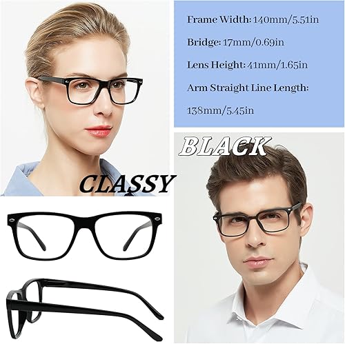 Miniatura 6 de WEMOOTANTS Paquete de 4 lentes de lectura con bisagras de resorte, lectores rectangulares para mujeres y hombres 1.0 1.25 1.5 1.75 2.0 a 4.0