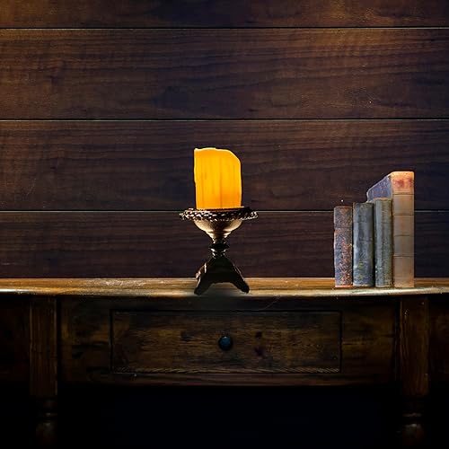 Miniatura 5 de Portavelas de hierro fundido resistente, portavelas retro, soporte de vela de pilar de metal hecho a mano para cena, hogar, jardín, mesa, decorativo