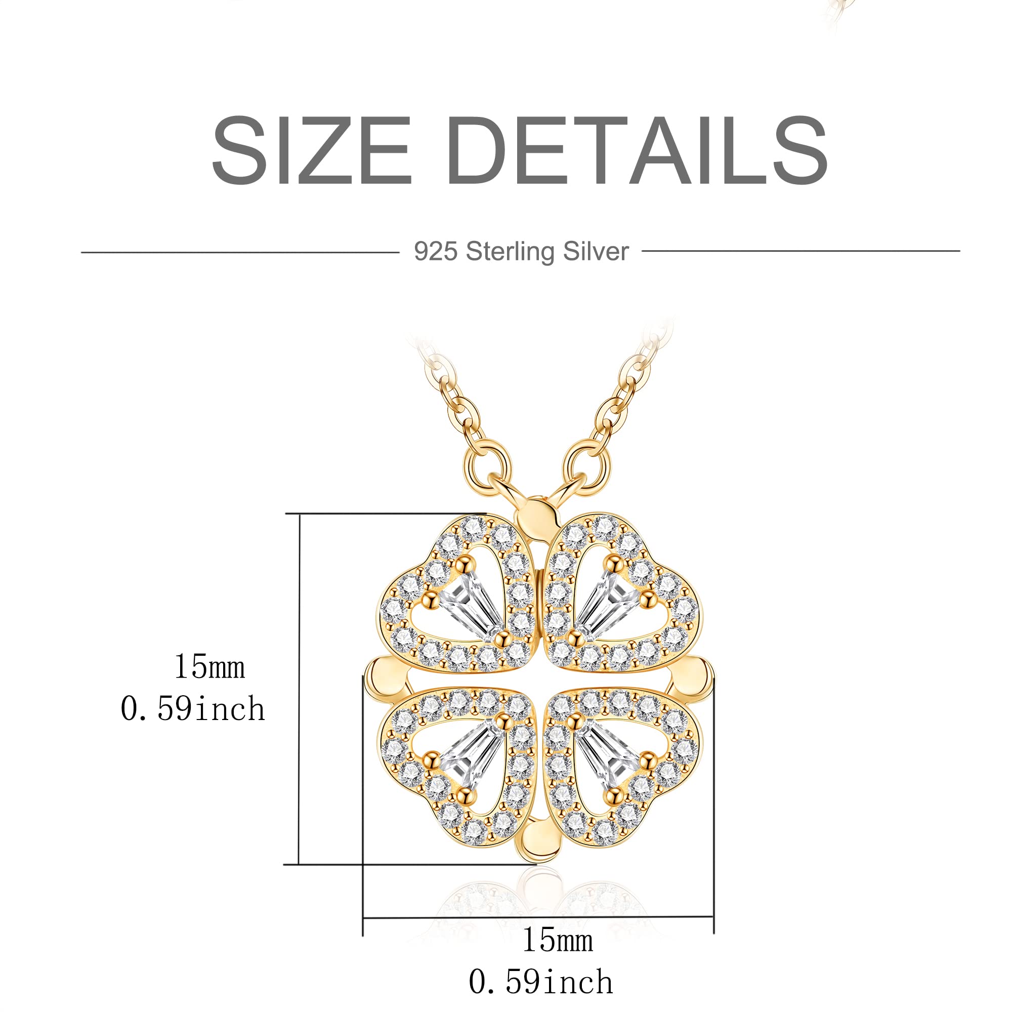 Jrêveinfini Kleeblatt Halskette Damen 925 Silber mit Anhänger, Glücksbringer Schmuck für Frauen mit Geschenkbox, Geschenk zu Weihnachten, Valentinstag, Muttertag & Geburtstag