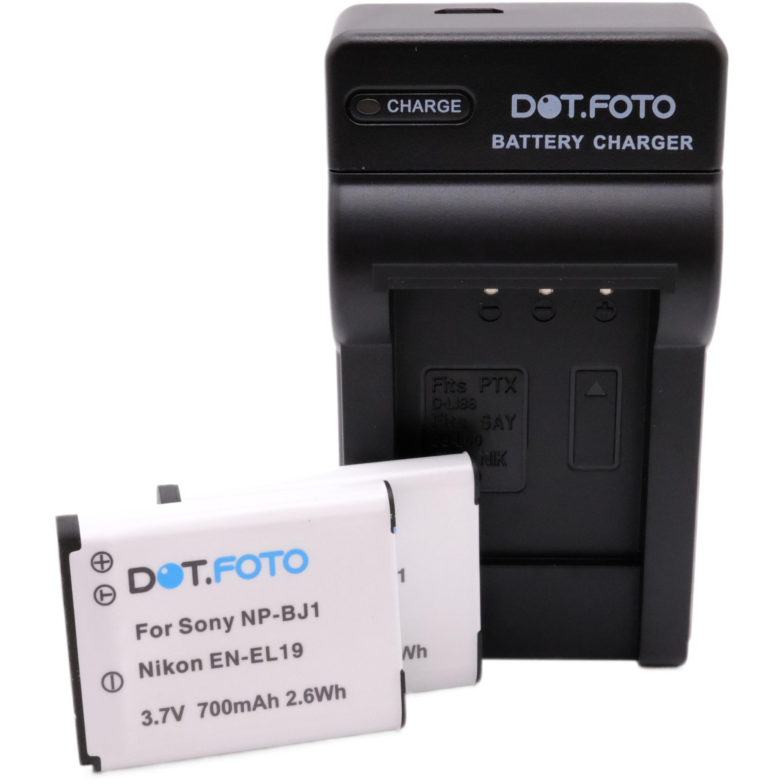 Dot.Foto EN-EL19 700mAh Battery x2 & MH-66 type USB Battery Charger for Nikon