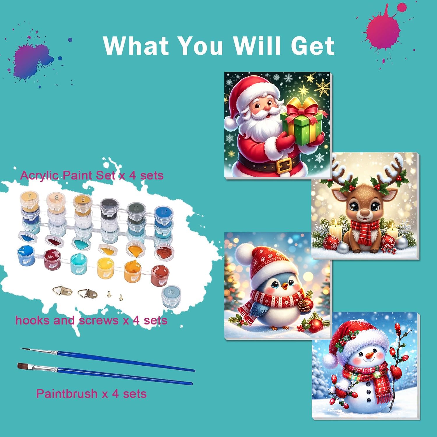 Christmas Paint by Numbers Kit - Beginner Friendly -5