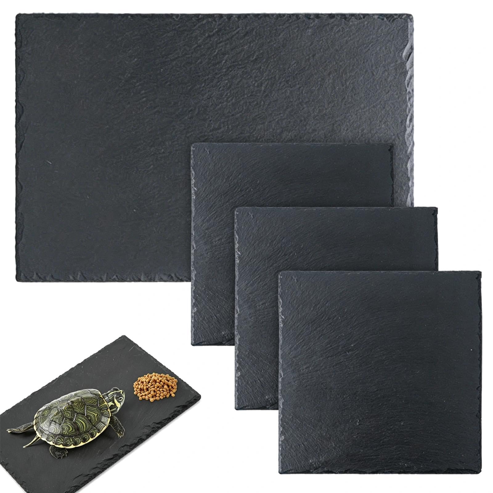HAOQIAGA 4 Pcs Tortoise Slate Pad, Reptile Habitat Natural Slate Pad