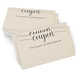 321Done Blank Coupon Cards Tan, 3.5x2 (50 Pack) Made in USA, Little DIY Gift Certificate, Vouchers for Present, Holiday, Valentines Simple Redeemable For Design, Thick Paper, Space to Personalize