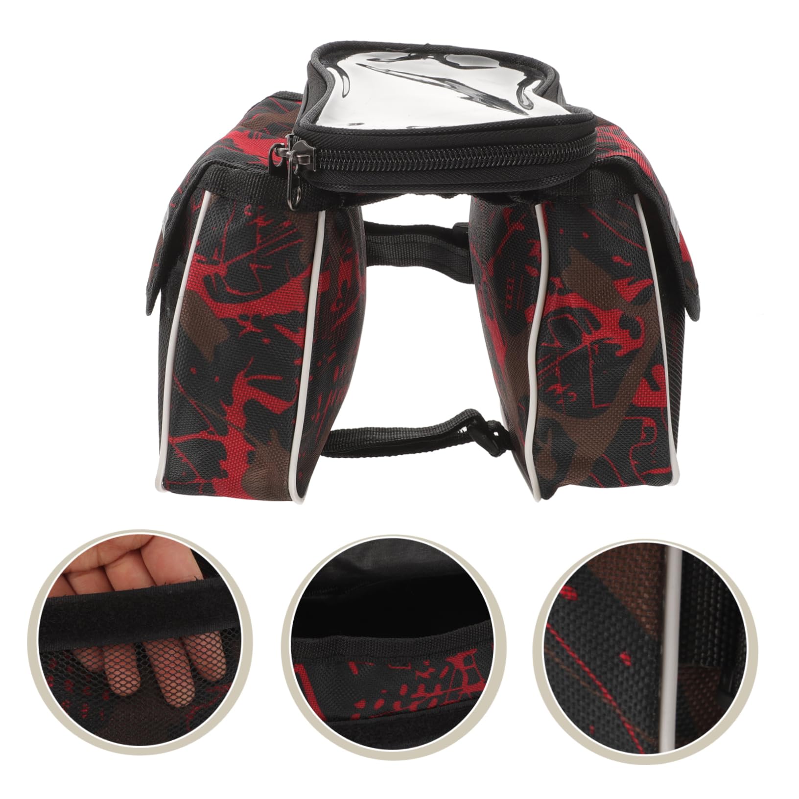 BESTonZON 4 Stück Mobiltelefontasche Gepolsterter Sitz Lenkerbeutel Fahrrad Satteltasche Zubehör Oberrohr Fahrradtasche Gepäckträgertasche Tankrucksack Oxford-Stoff + TPU-Touchscreen