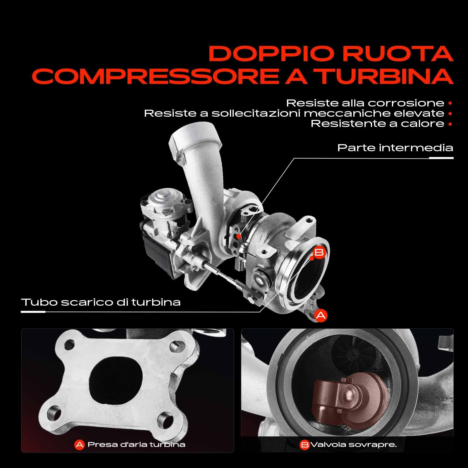 Frankberg Turbocompressore 04E145704R | Compatibile con: A3 Sportback 8VA 8VF, A3 Limousine 8VM 8VS, A3 8V1 8VK, Golf VII Variante BA5 BV5