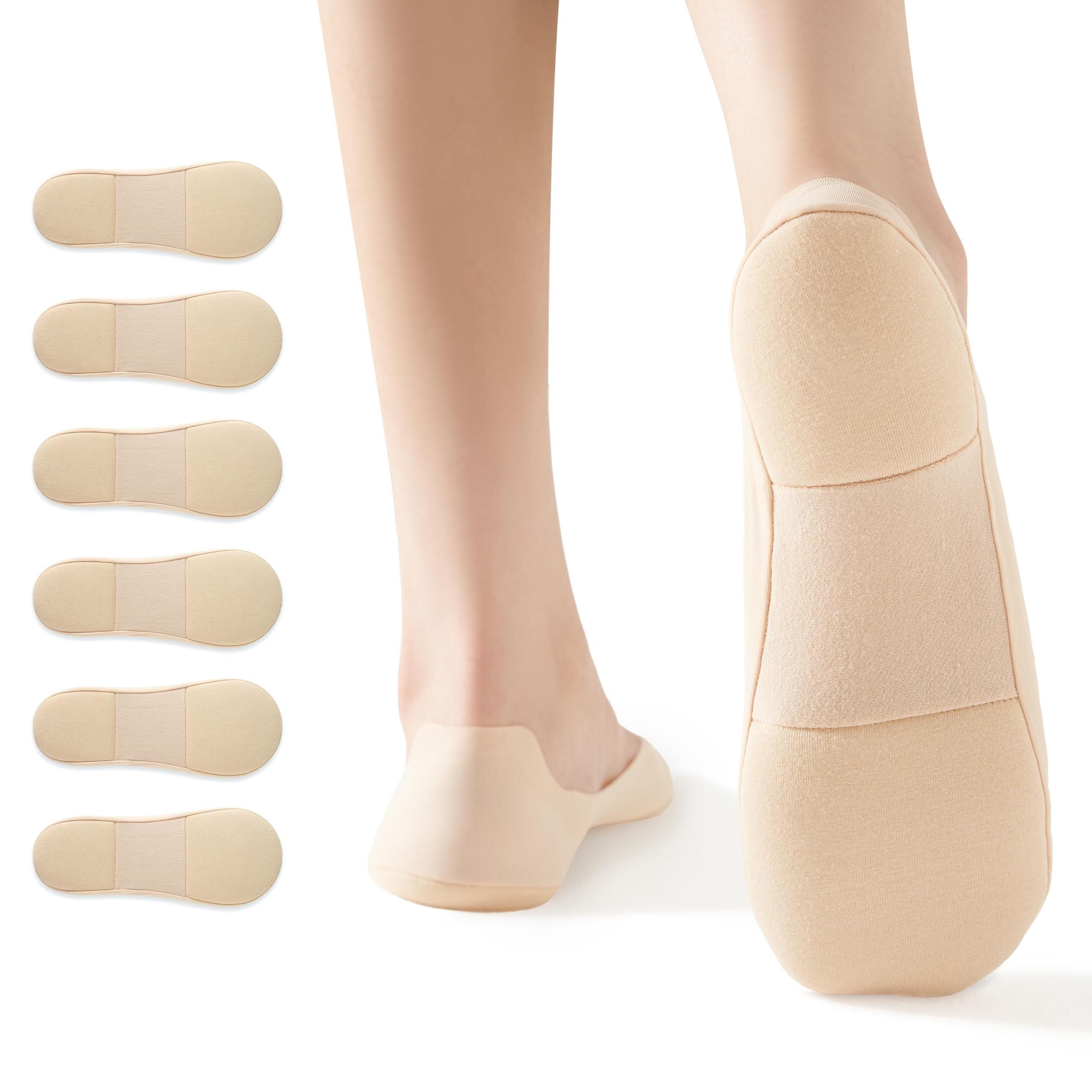 No Show Socks Womens Invisible Non Slip Liner for Flat 6 Pairs | Ultra Low Cut No See Hidden Footies, Breathable Thin Socks for Ballet Flats Loafers Heels Boat Shoes, Fits Size 4-9