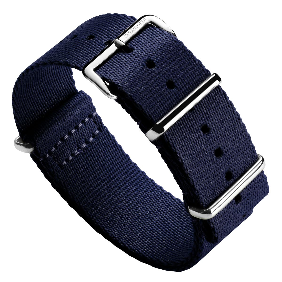 ZULUDIVER Apex Polyester Watch Strap, Navy Blue, 20mm