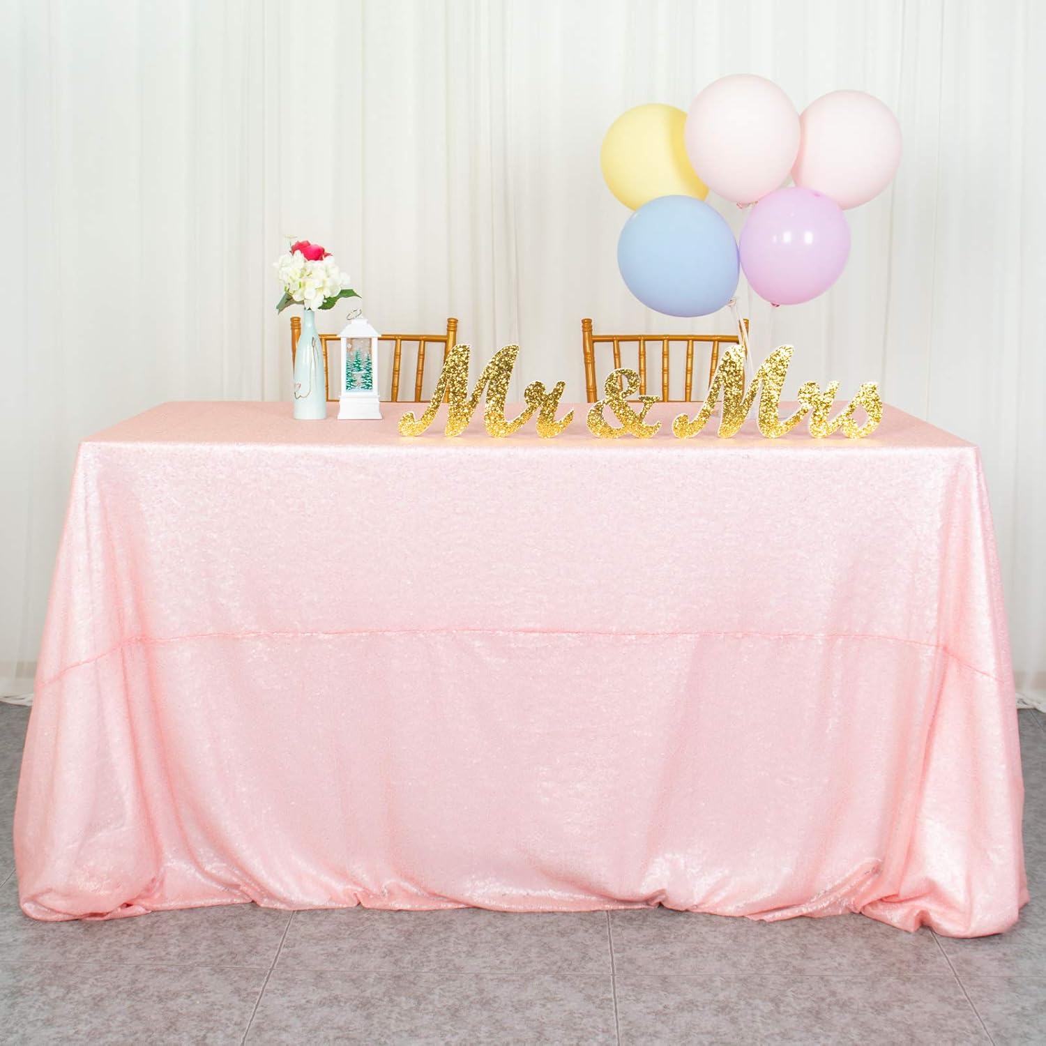 ShimmerBaby PinkSequin Tablecloth, Rectangle Sequin Table