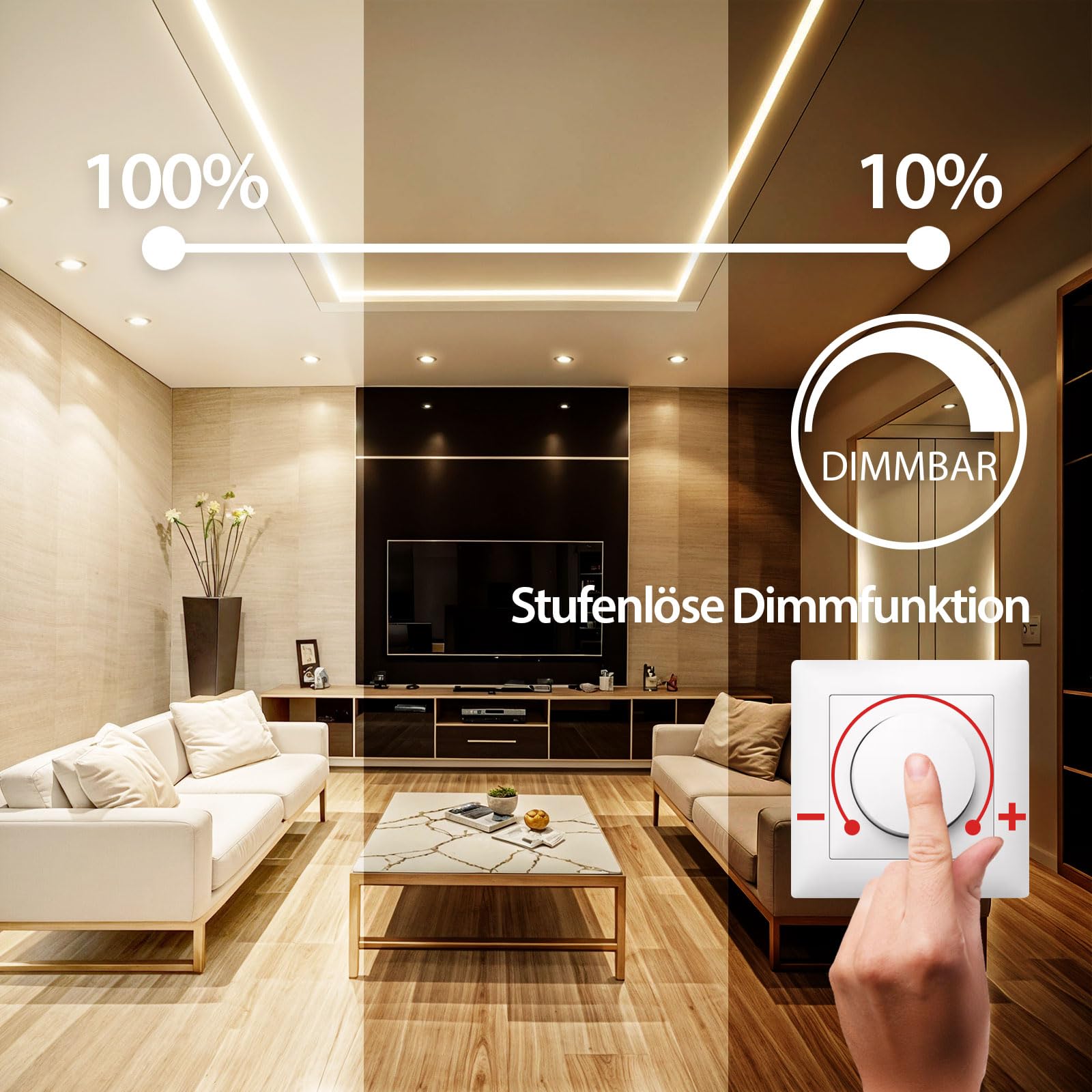 Maxkomfort LED Einbaustrahler flach 7W Dimmbar Bad weiß VENUS | IP44, 110°, 770 Lumen, 68mm| Warmweiß Neutralweiß Kaltweiß | Einbauspot, Deckenstrahler Deckenspot 12er SET