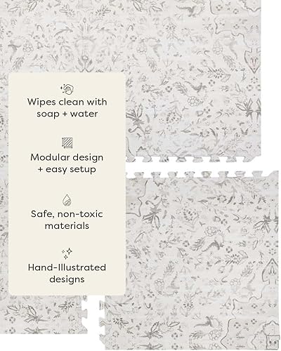 Miniatura 4 de House of Noa Tapete de juego para bebés, 4 x 8 pulgadas, Latte Emile, juego de 8 azulejos, tapete de juego de espuma EVA acolchada para pisos,