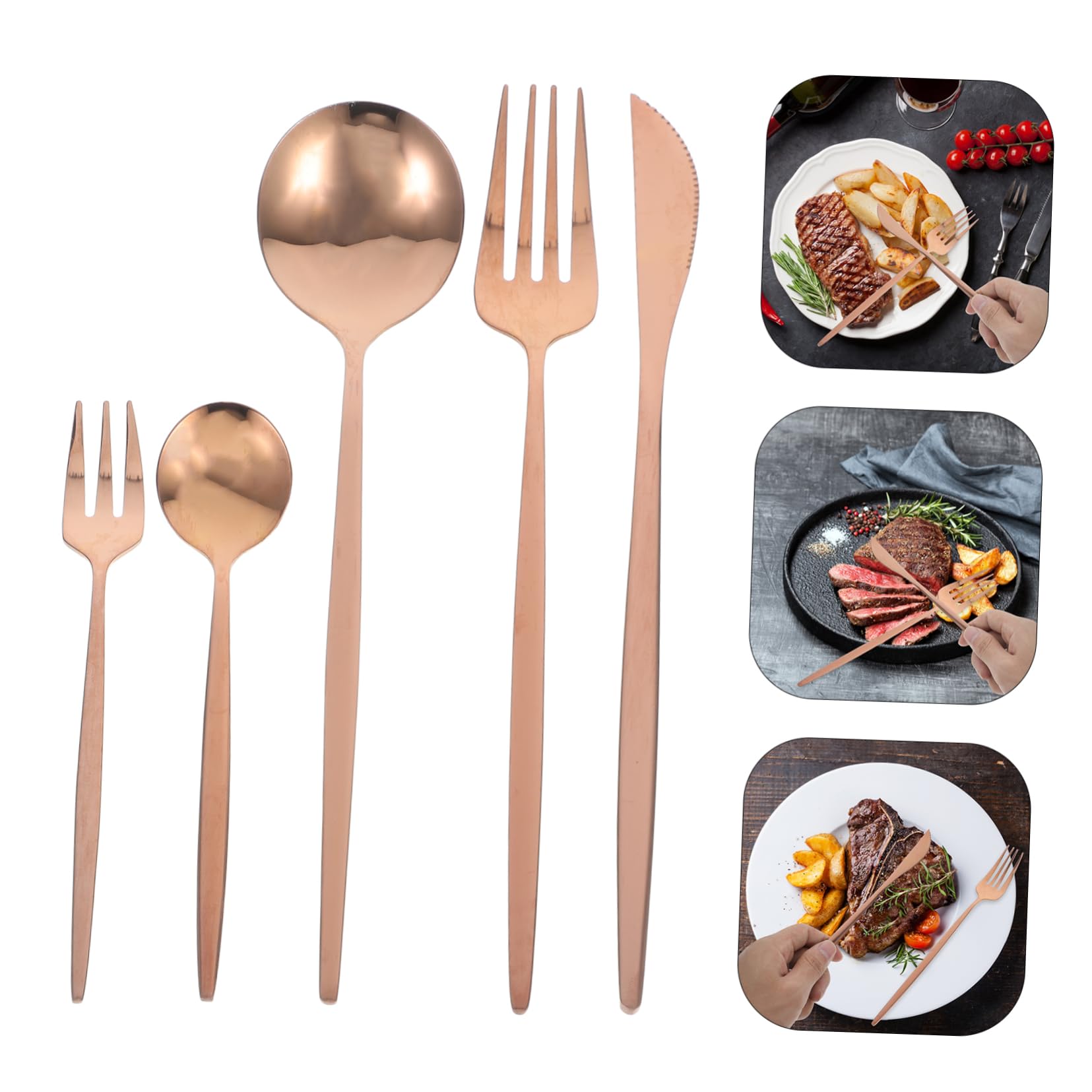 PRETYZOOM 30piezas Cubertería Dorada Tenedores y Cucharas Acero Inoxidable Para Comedor Fiestas y Boda