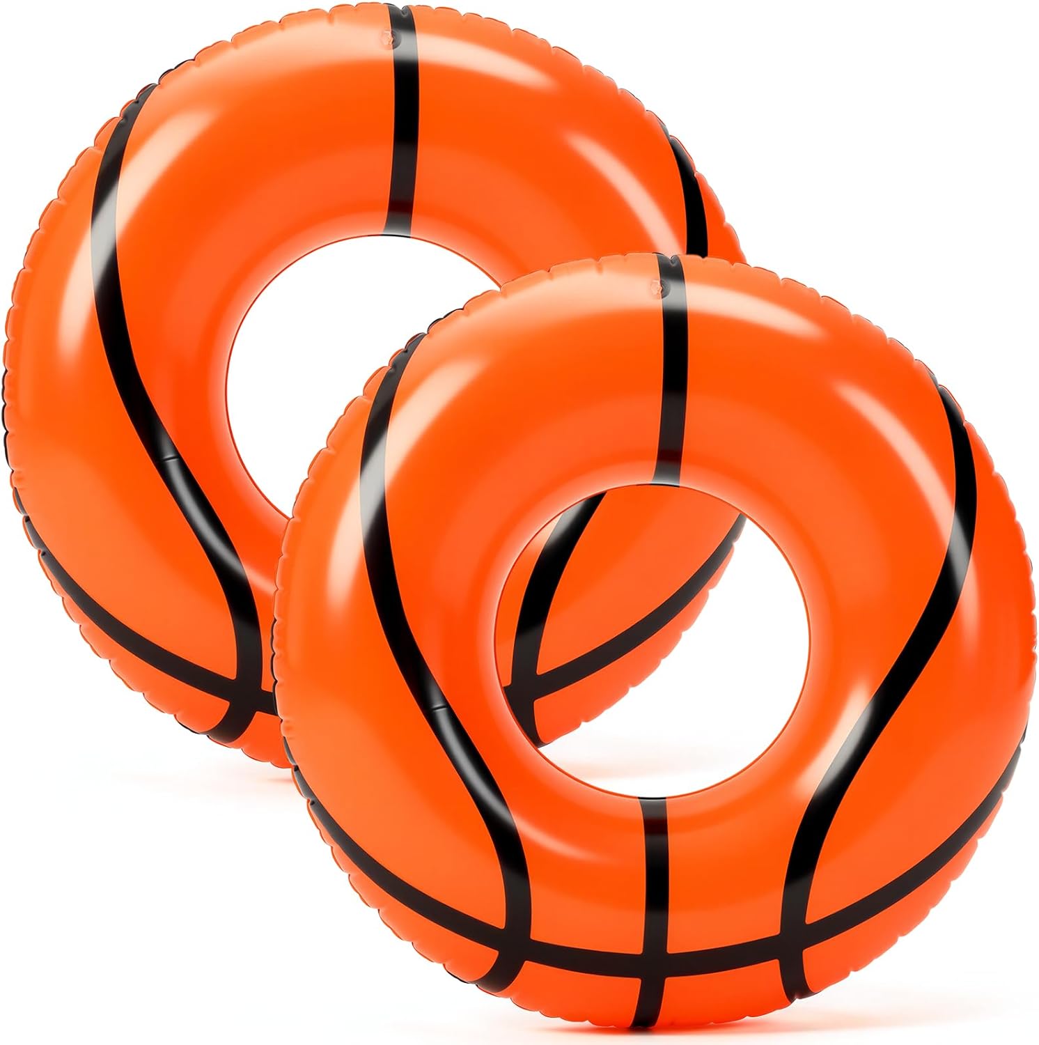 ShinyRelief 2 Pcs 35" Sports Inflatable Pool Ring Floats Adult Size Large Pool Tube Rings Football Baseball Soccer Basketball Style for Swimming Beach Sports Summer Party Lake River