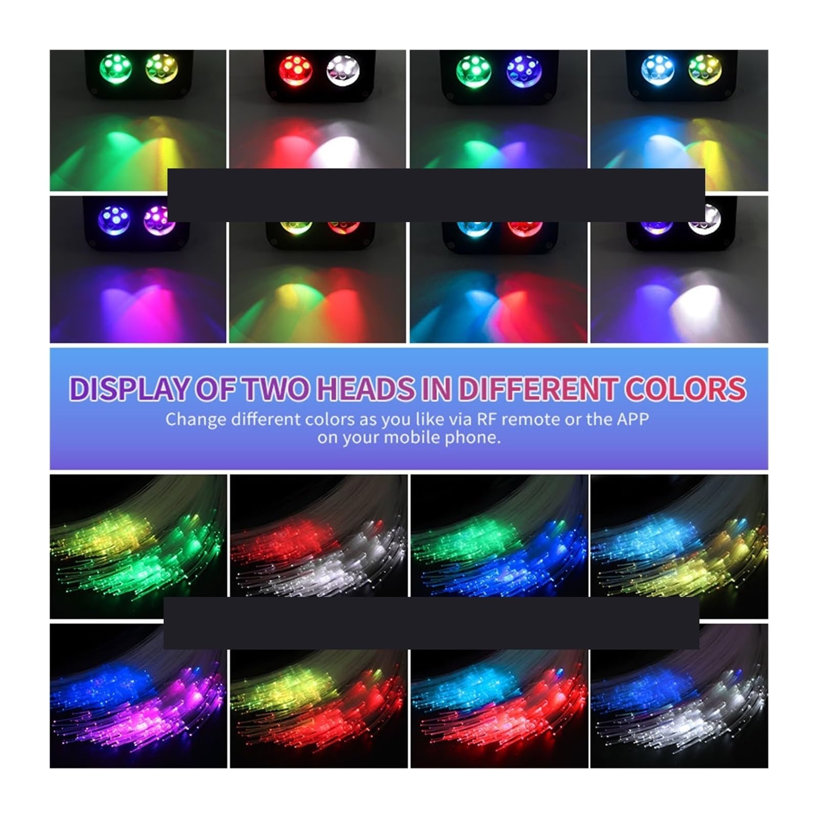 20W Meteor Twinkle Starry Sky Car Star Lámpara De Techo Techo Led Fibra Óptica Luz Detección De Música Luz Ambiental Control De Doble Color