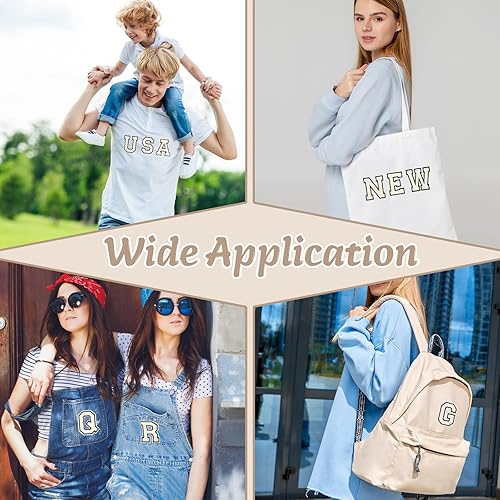 Miniatura 6 de 26 parches de letras termo-adhesivas para ropa, mochilas, sombreros (A-Z, blanco)