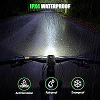 Vista 7 de Luces de bicicleta súper brillantes para montar por la noche, 5000mAh USB C recargable LED luz de bicicleta delantera y trasera, 2000 lúmenes faro