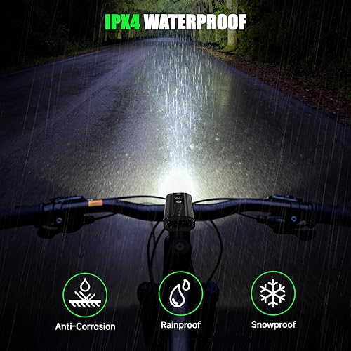 Miniatura 7 de Luces de bicicleta superbrillantes para conducción nocturna, 5+5 modos USB C recargable LED luz de bicicleta delantera y trasera, 2000 lúmenes faro