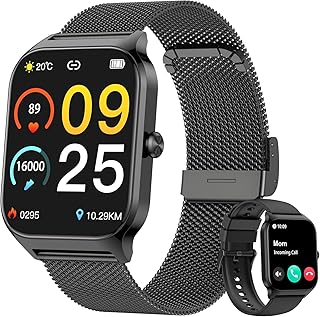 KALINCO Men’s Women’s Smart Watch, 1.85 Inch AI Smartwatch with Bluetooth Call, Blood Pressure, Stress, Pedometer, Sleep, …