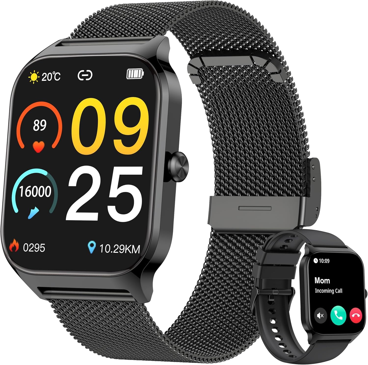 KALINCO Montre Connectée Homme Femme, 1.85" AI Smartwatch avec Appel Bluetooth, Pression Artérielle, Podometre, Sommeil, Cardiofrequencemetre, 100+ Sport Bracelet