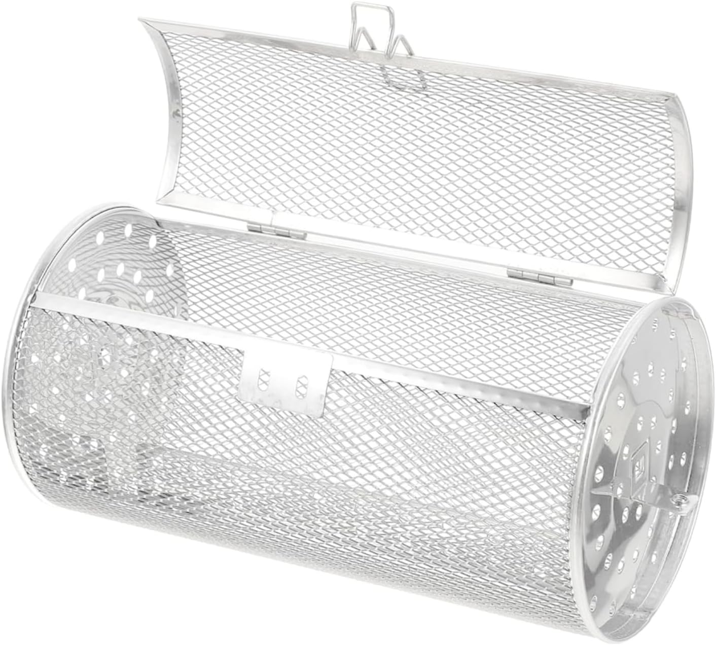 Rotatable Grilled Cage Air Fryer Oven Basket,360 Degree Heating Rotating Cages Rotisserie Basket for Baking Nuts, Coffee Beans, Peanut or BBQ Roaster Tool, Food Grade Stainless Steel (180mm*300mm)