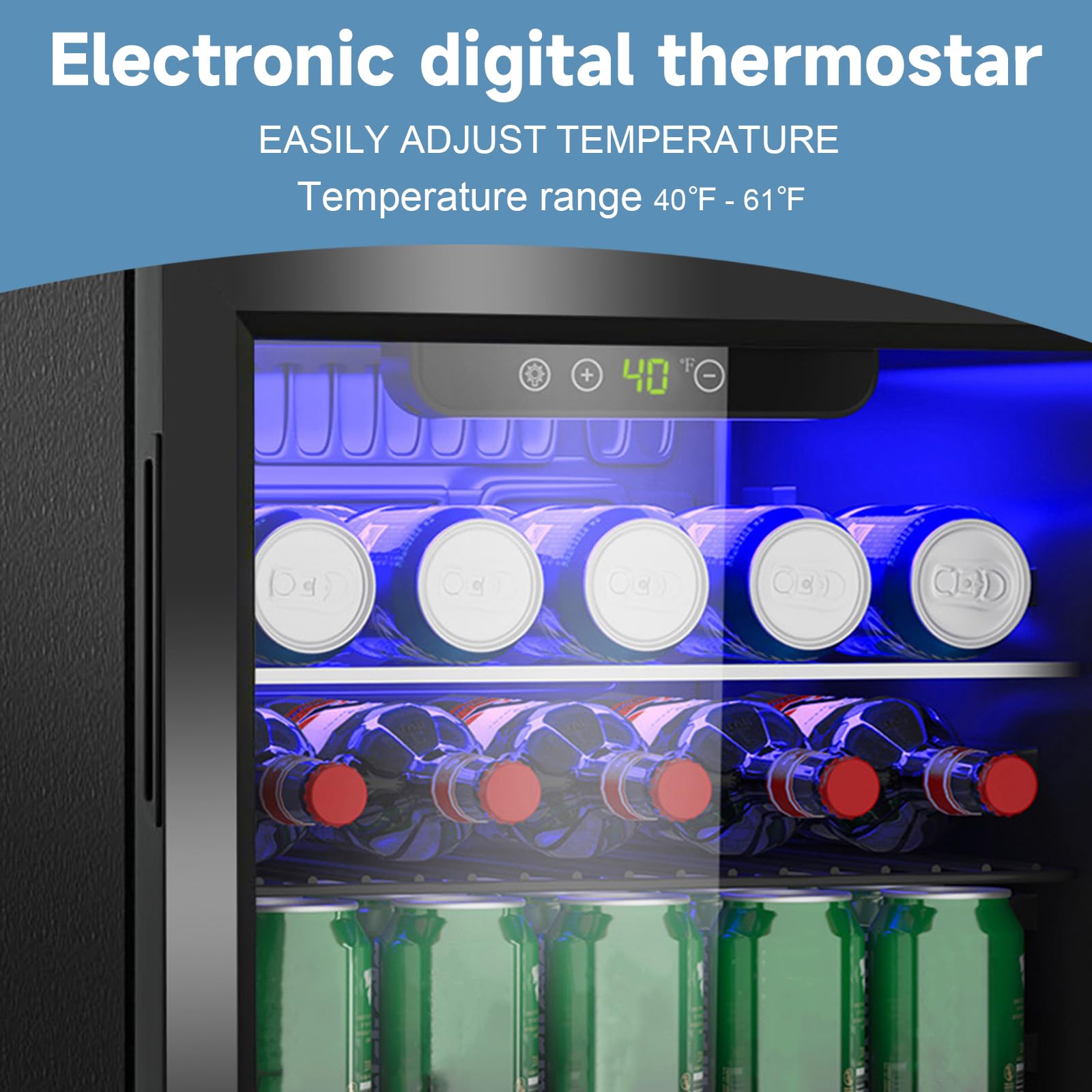 Stopasd Beverage Refrigerator Cooler, 2.6 Cu.Ft/95 Can Drink Fridge with Adjustable Shelves & Glass Door for Soda Wine Beer, Quiet Undercounter Small Fridge for Home/Office/Bar/Garage(40-61 ℉), Black on Fridge.com