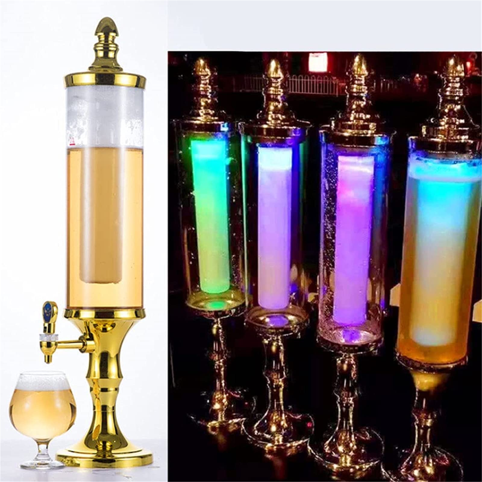 SXA Dispenser per Bevande A Torre di Birra 3L con Tubo di Ghiaccio E Luci A LED per Bar A Casa Home Party Buffet Restaurant