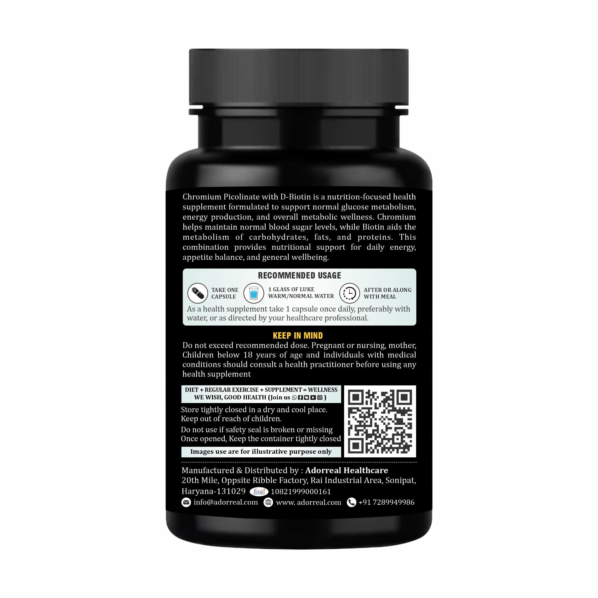 Adoreal Chromium Picolinate with Biotin 40mcg, High Potency Formula, 90 Capsules, Supports Metabolism 4