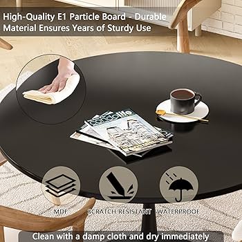 Amazon.com - DKLGG Black Round Dining Table, 42.1
