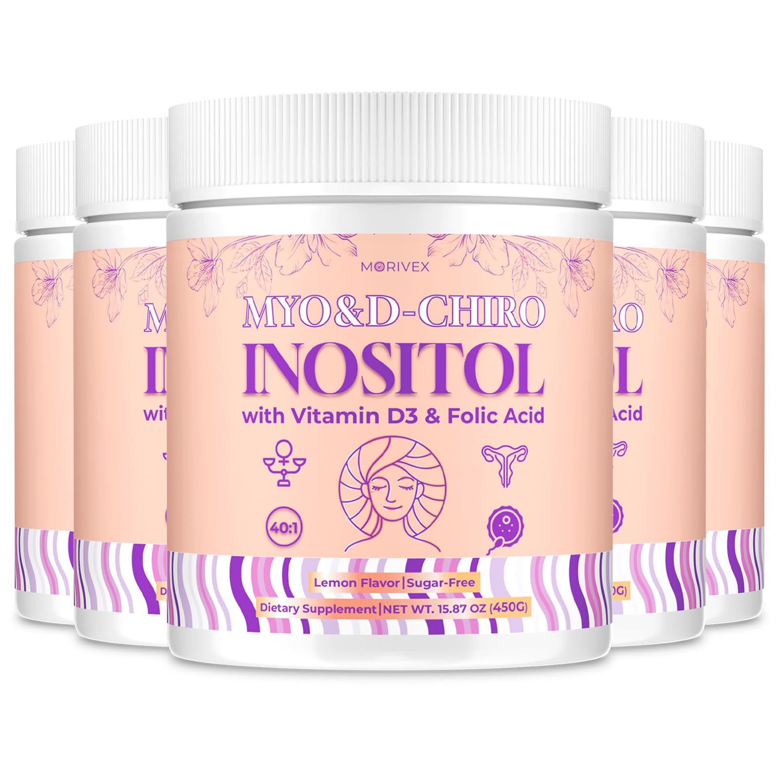 90-Day Myo-Inositol & D-Chiro Inositol Supplement for Women, Fertility Supplements Hormonal Balance for Women Ovarian Health Support, High 4000mg:100mg Inositol Powder with Folic Acid & Vitamin, Vegan — Amazon image 7