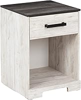 Vista 14 de Signature Design by Ashley Shawburn - Mesita de noche con 1 cajón, 22.09 pulgadas de alto, blanqueada y gris