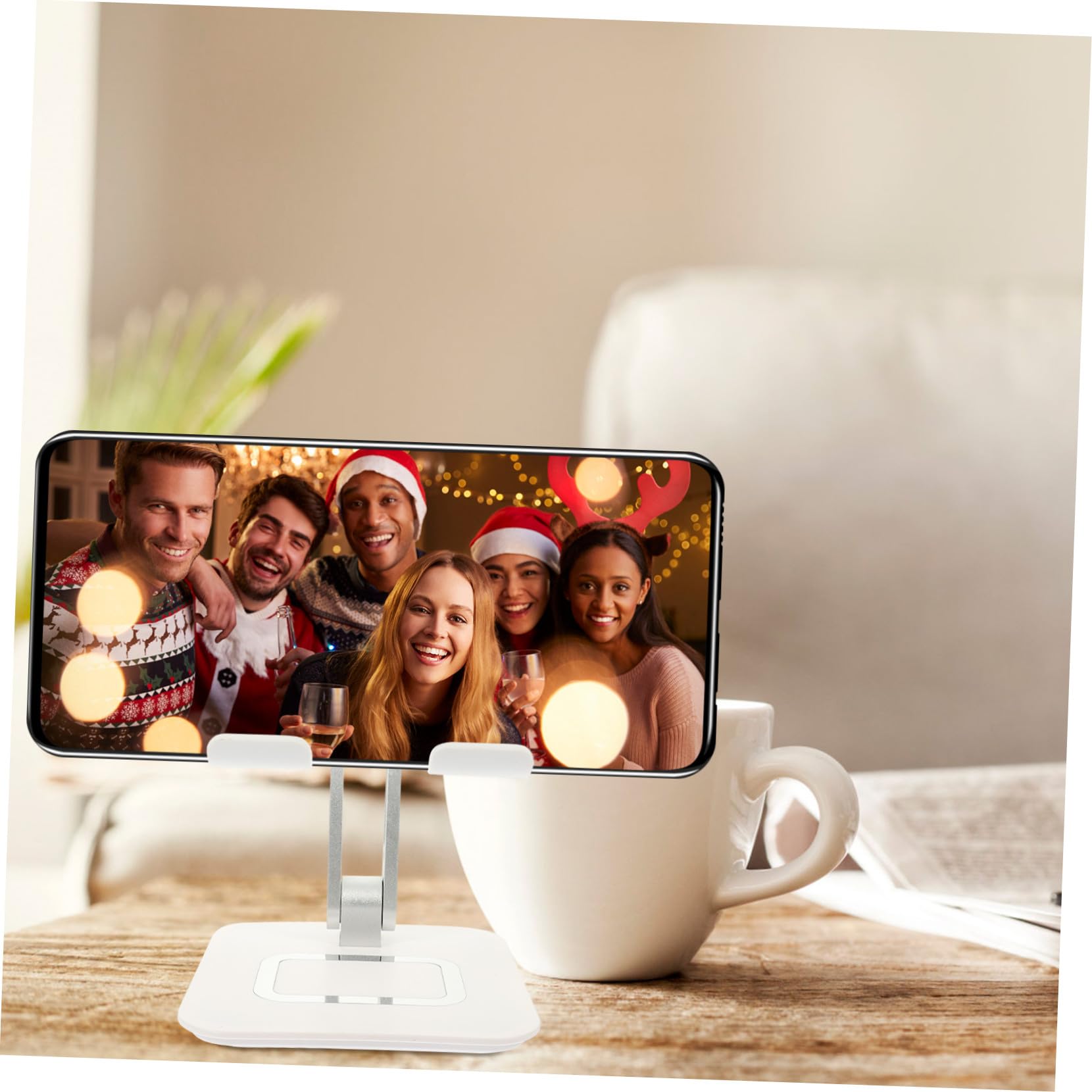 Supporto in Metallo per Cellulare e Tablet Design Regolabile per Telefono da Scrivania Cuscinetto in Silicone per Stabilità Sul Tavolo Libera le Mani per Videochiamate e Uso