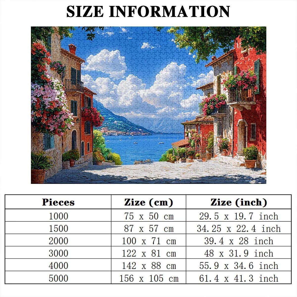 Puzzle 3000 elementów, Włochy, krajobraz, 3000 elementów, drewniane puzzle dla dorosłych, trudna łamigłówka, gra logiczna dla całej rodziny, drewniane puzzle do dekoracji salonu, na prezent, X-0