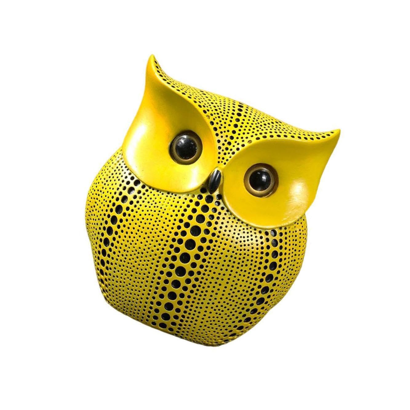 ALCXAZS Elegant Owl Figure Table Showpiece Ornament Statue Miniature Decoration Craft Ornaments Wild, Yellow, 13x7x15cm