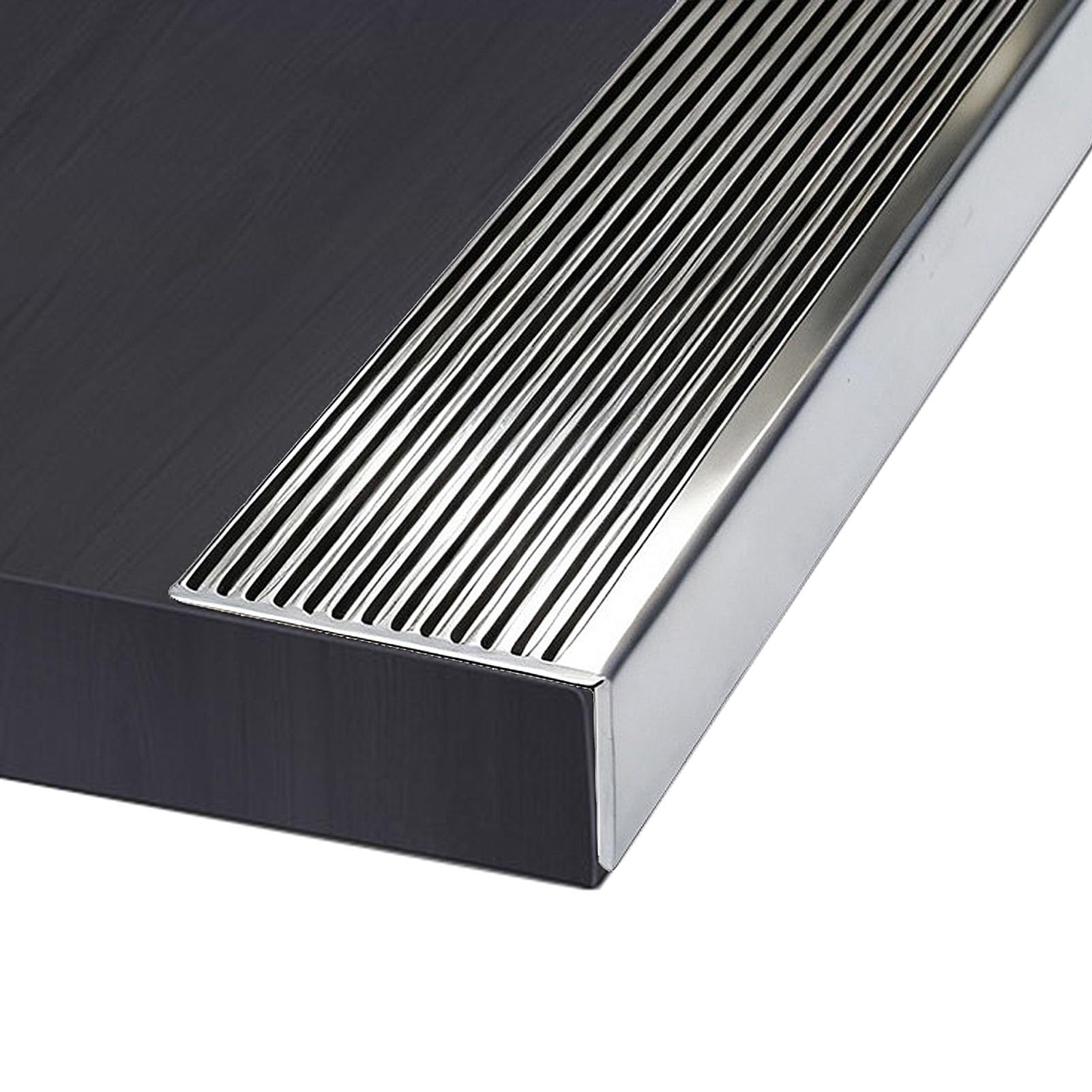 Stainless Steel Stair Nosing Edge Trim - Durable Non-Slip Protector for Concrete and Tile Steps, Cuttable L-Shaped Floor Transition Strip