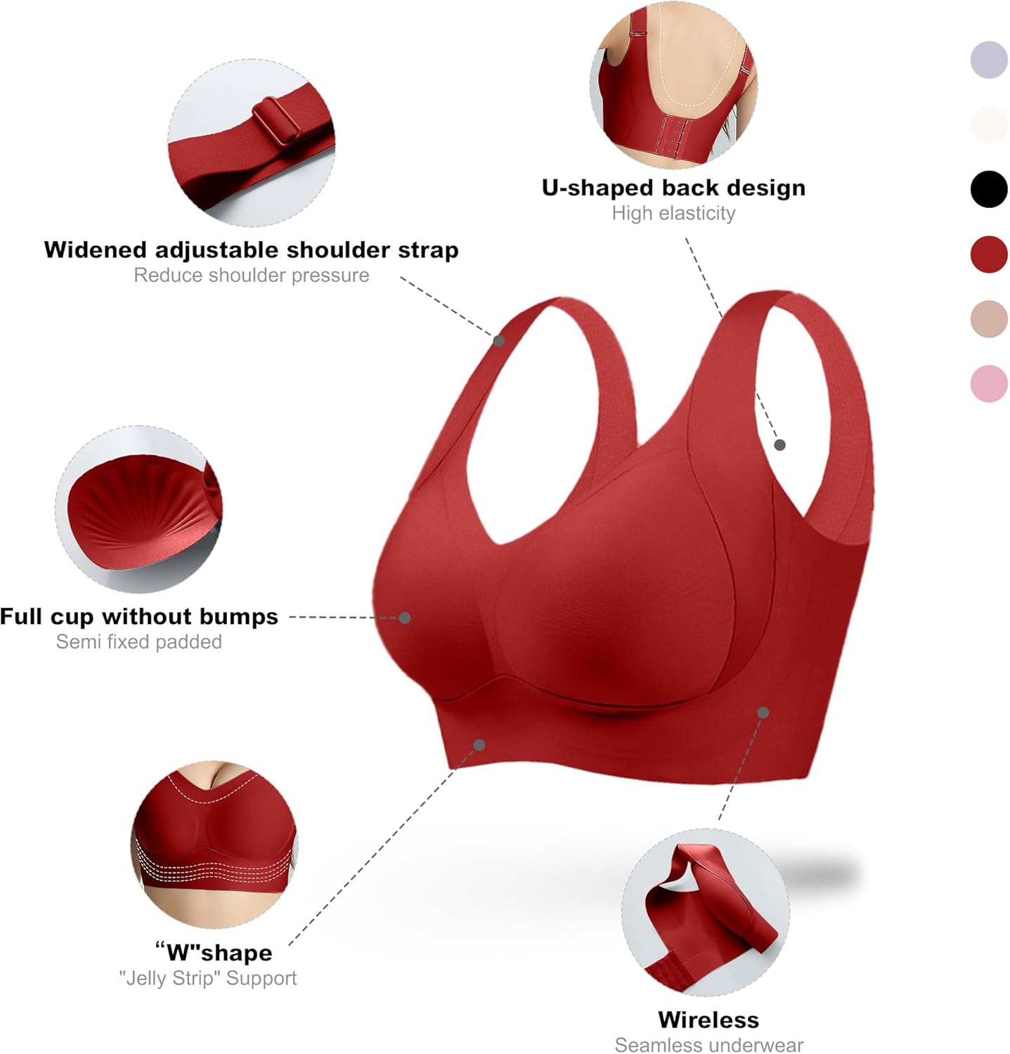 Fittingirls Plus-Size Airflow Comfort Bra Cooling Tech Full Coverage Seamless Padded Design Adjustable All-Purpose Wear - Image 2